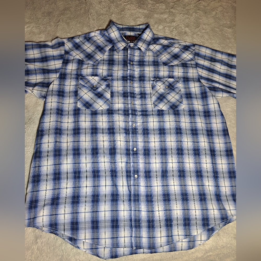 Blue and White Gingham Casual Button Down Shirt